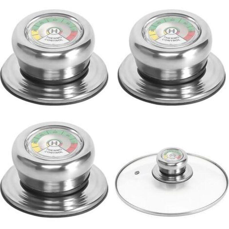 3 Stück Deckelknöpfe Für Töpfe Mit Thermometer, Glasdeckelgriff, Topfdeckelgriff, Pfannendeckelknopf