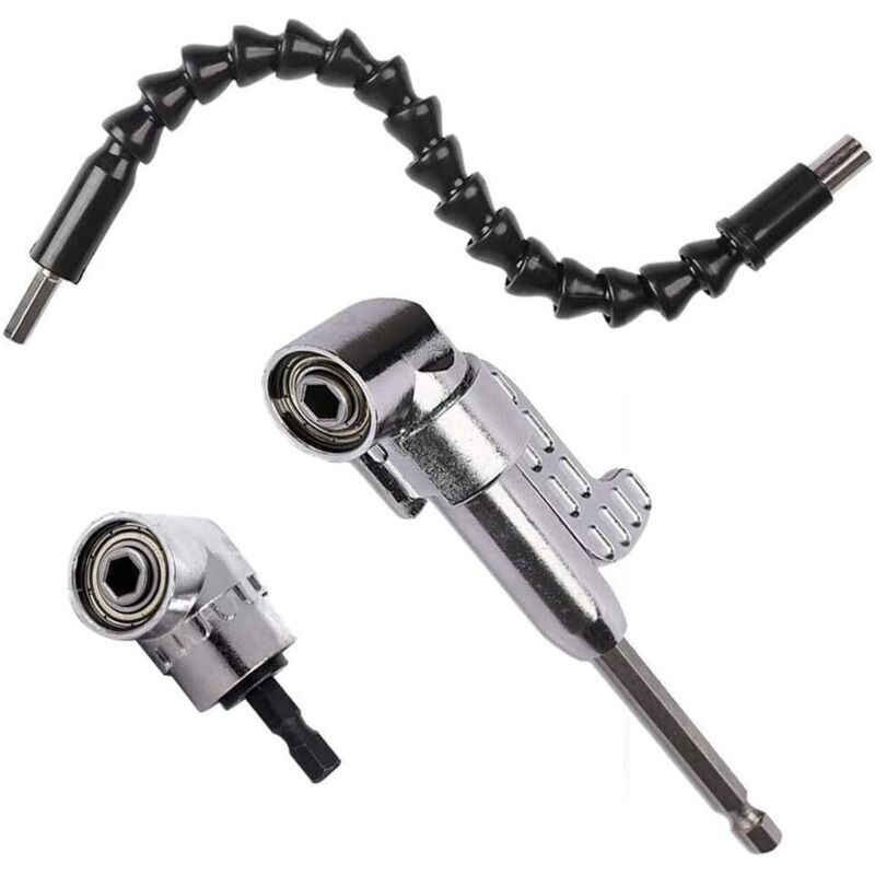 Rechtwinkliger Bohrer (1x Kurz + 1x Lang) Und 1x 30 Cm Flexibler Baum, Schraubendreher-kit, 105-grad-winkelvorsatz, Magnetischer Schnellwechsel, Hex 6 Mm, 1/4-zoll, Elektroschrauber-zubehör