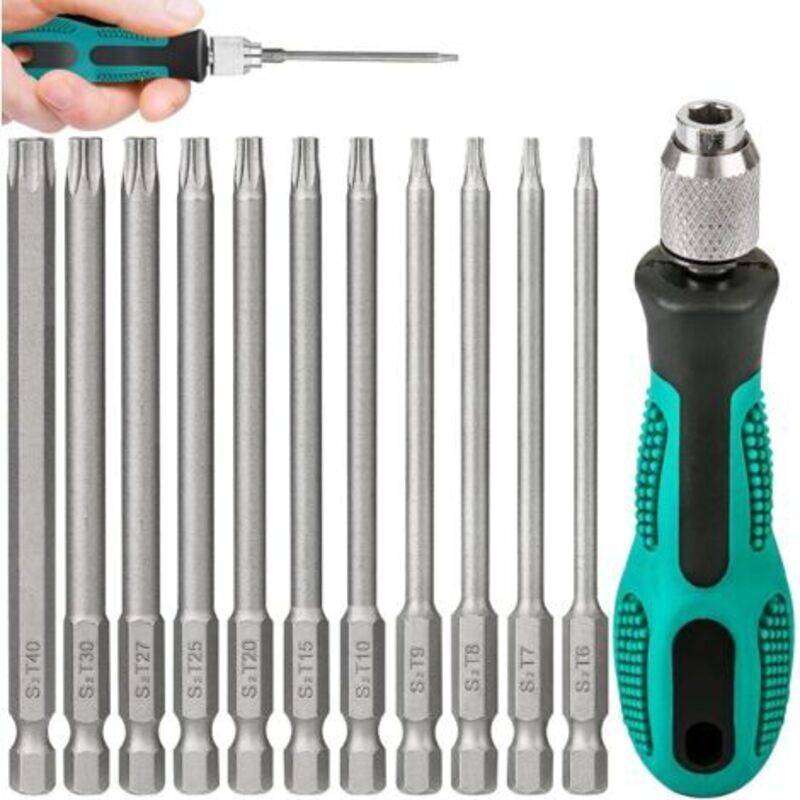 11-teiliges Torx-schraubendreher-set T6-t40 – 100 Mm Sechskantschaft – Kompatibel Mit Manuellen Und Elektrischen Schraubern – S2-bits 1/4 Zoll