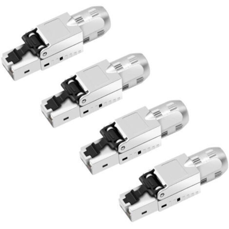 4er-pack Cat7 Rj45-netzwerkstecker Ohne Werkzeug - Lan-steckverbinder Werkzeugfrei - Kompatibel Mit Cat7, Cat6a, Cat6 Netzwerkkabel - Ethernet-stecker Bis Zu 10 Gbps - Stabile Signalübertragung Über 1