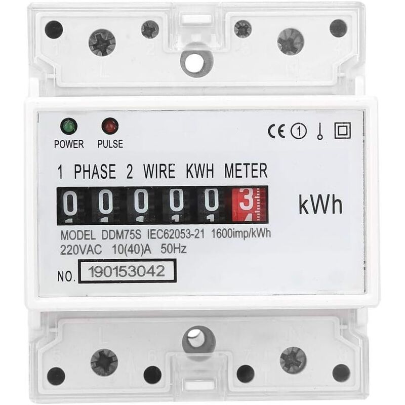 Stromzähler, Kilowattstundenzähler Watt-stunde, Einphasiger Energieverbrauchszähler Für Hutschienenmontage 4p Led, 10-40a