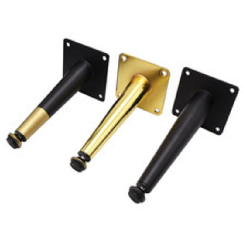 Möbelfüße 4er-set, Schräge Konische Tischbeine, Sofabeine, Schrankfüße Aus Metall Für Schrank, Stuhl, Tisch (15 Cm Höhe, Schwarz Und Gold)