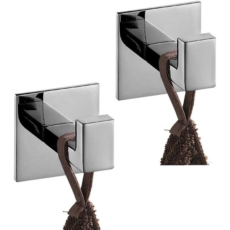 Handtuchhaken, Selbstklebende Verchromte Haken, 2 Stück, Ohne Bohren, Wandhaken Aus Edelstahl, Wandhaken Für Badezimmer