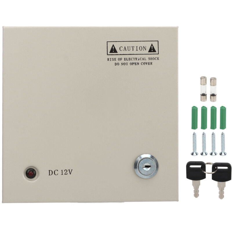 Cctv-netzteil, 12v Stromverteilungs-junction-box, 4-kanal, 5a-sicherung, 110v/220v, Mit Metallener Ac-steckdosenverriegelung