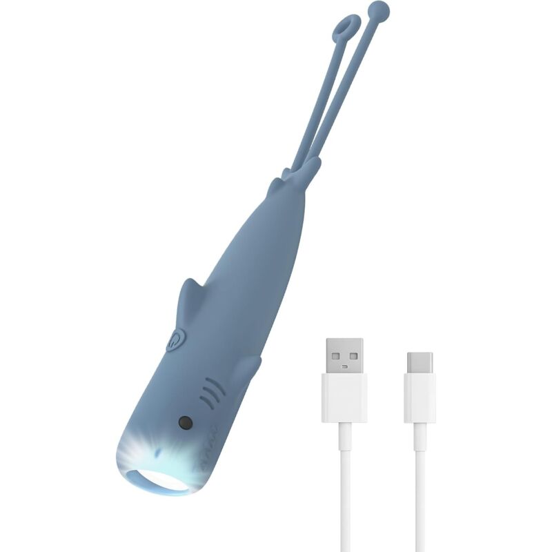 Wiederaufladbare Silikon-taschenlampe, Led-hai-taschenlampe, Einstellbare Helligkeit, Hochintensives Licht, Stroboskop-modus, Drei Betriebsmodi, Taschenlampe Für Kinder, Blau