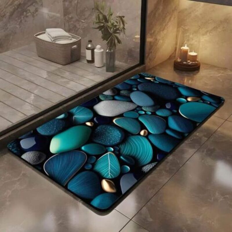 Rutschfester Diatomeen-badteppich 60x40 Cm – 3d-steinmuster – Saugstark Und Schnelltrocknend – Komfort Und Sicherheit