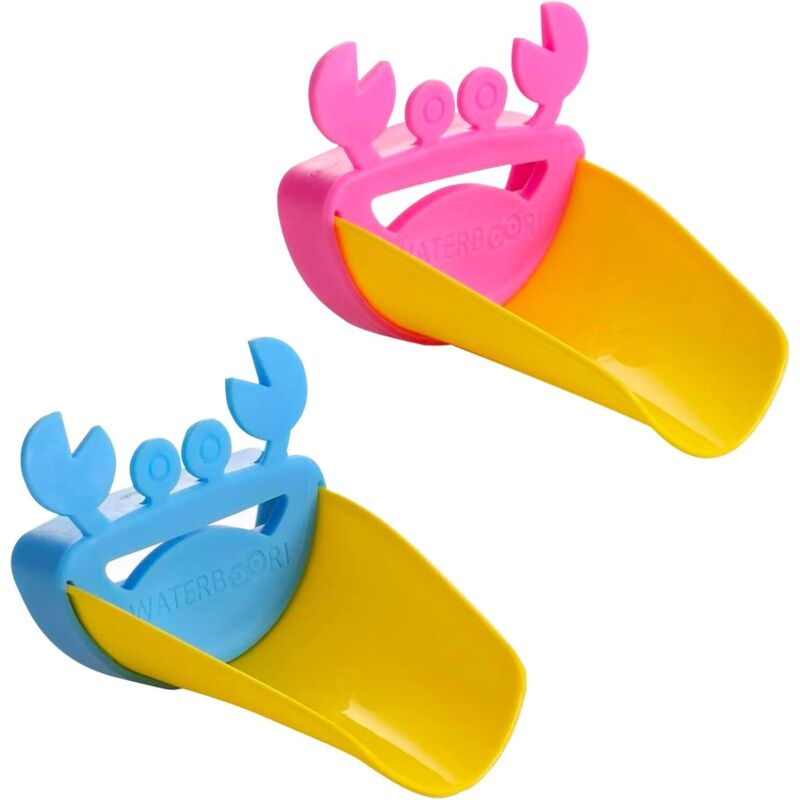 2er Set Wasserhahnverlängerung, Krabbenform, Wasserhahn-extender, Waschbecken-zubehör, Griffverlängerung Aus Pp Für Kinder Zum Händewaschen, Küche, Badezimmer, Waschbecken, Blau + Rosa