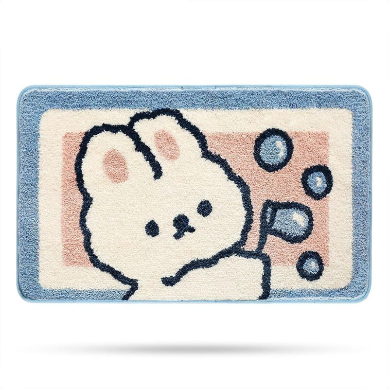Niedlicher Badteppich In Hasenform, Ultraweich Und Saugfähig, Maschinenwaschbar, Rutschfest, Geeignet Für Badewannen, Duschkabinen Und Badezimmer, 40 X 60 Cm