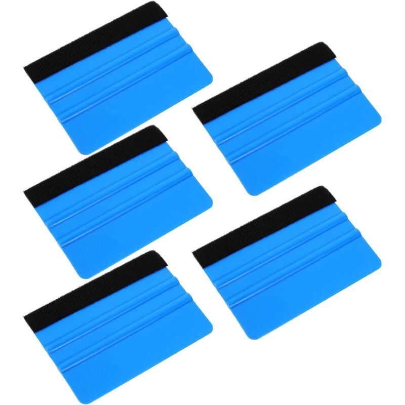 5er-set Blaue Kunststoff-rakel Mit Filzkante 10x7 Cm, Werkzeug Zum Auftragen Von Folie Auf Autoscheiben, Innen-folienschaber Für Auto Und Bildschirmfenster
