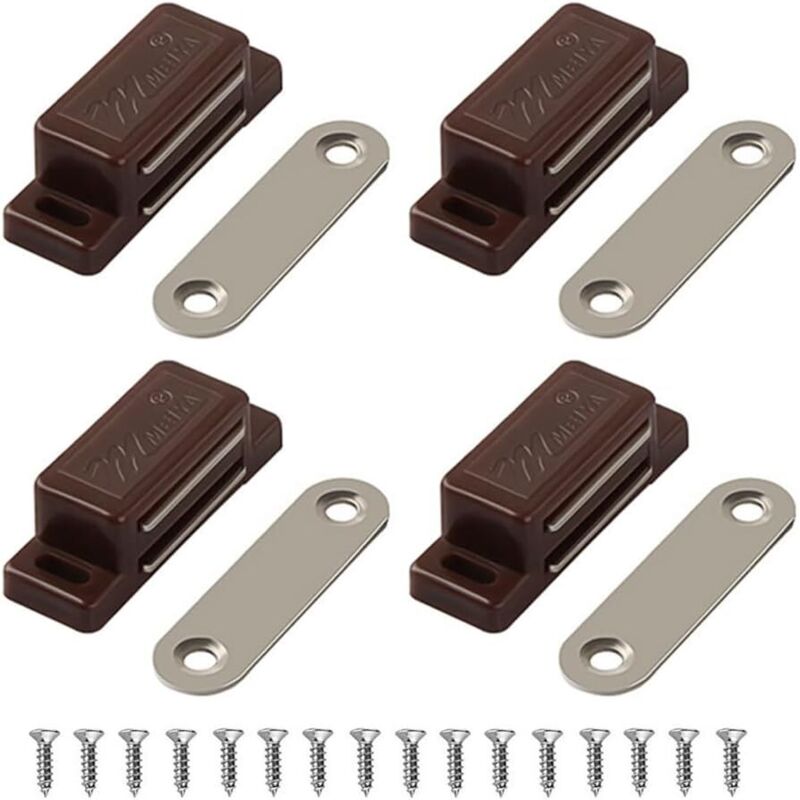 Set Magnetischer Verschlüsse Für Schranktüren, Schubladen Und Rollläden. Einfache Installation. Magnet Enthalten (braun).