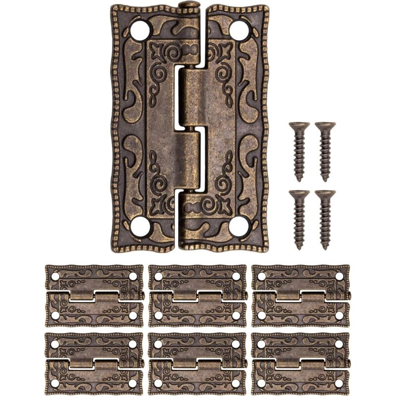 6er-set Mini-antikmetallscharniere, Eisenscharniere, Klassisches Design, Für Schränke, Türen, Truhen, Konservendosen, Vintage-stil, Rustikales Landhaus, 36 X 23 Mm, Bronze