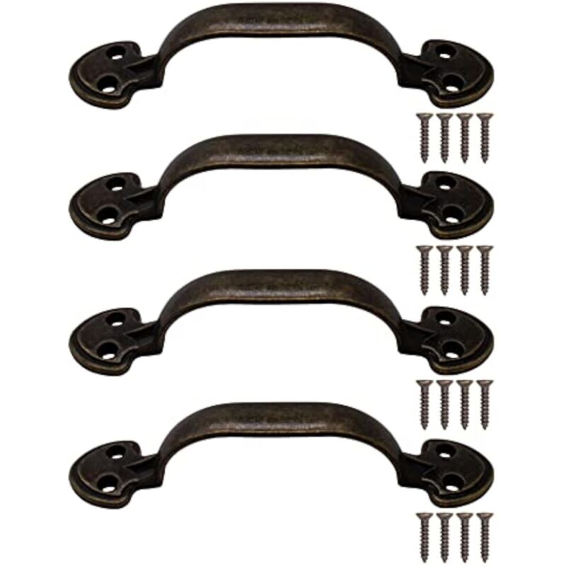 Set Von 4 Antiken Möbelgriffen Aus Gealtertem Messing/bronze, 115 X 24 Mm