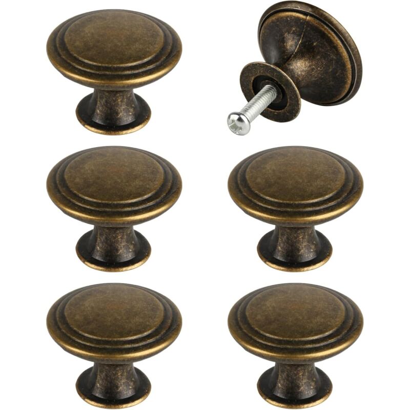 6 Vintage-küchenschrankgriffe, Antike Möbelknöpfe, 30 Mm, Runde Schubladengriffe, Küchentürgriffe Für Schränke Und Kommoden