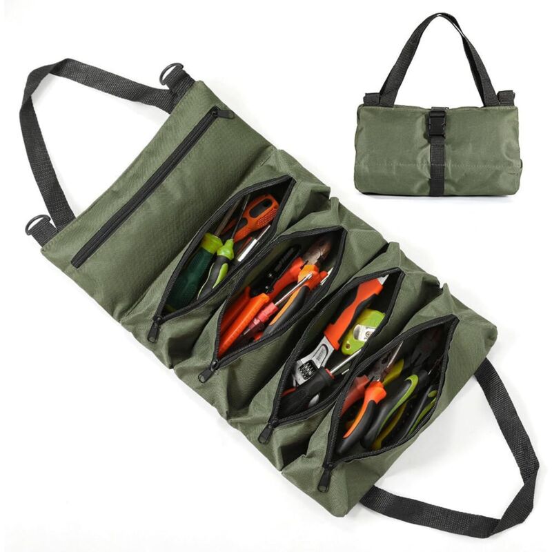 Aufrollbare Werkzeugtasche Aus Stoff, Multifunktionale Tragbare Werkzeugtasche, Werkzeugtasche Für Rücksitz Und Hängende Werkzeugaufbewahrung, Werkzeugtasche Mit Rollen, Leere Werkzeugtasche
