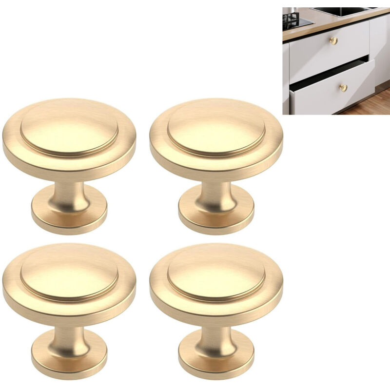 4er-set Möbelknöpfe, Runde Küchen-türgriffe Aus Zinklegierung, Goldene Schranktürgriffe, Küchenschrank-griffe
