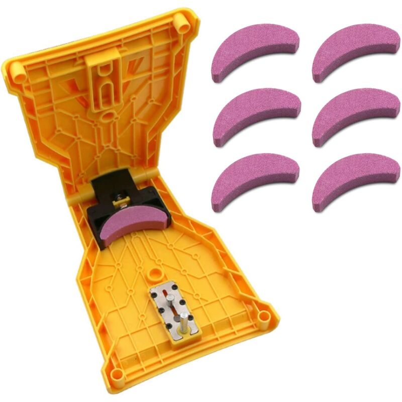 Kettensägen-schleifstein, Schneller Schärfstein, Kettenschärfer, Holzbearbeitungswerkzeug, Selbstschärfender Kettenschärfer, Kettensägen-schärfer Mit 6 Schleifsteinen Im Set