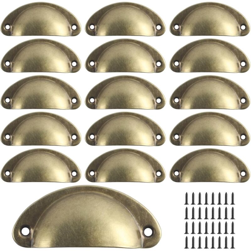 16 Muschelförmige Griffe, Vintage-schubladengriffe, Halbrunde Retro Küchenschrank-türgriffe Und -knöpfe, Kommodentürgriffe (retro-gelb)