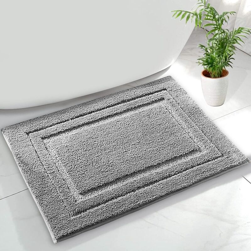 Grauer Badteppich 50 X 80 Cm, Verdickt, Rutschfest, Wasserabsorbierend, Maschinenwaschbar, Badezimmer-teppich, Duschmatte Aus Weicher Mikrofaser Für Schlafzimmer Und Badezimmer