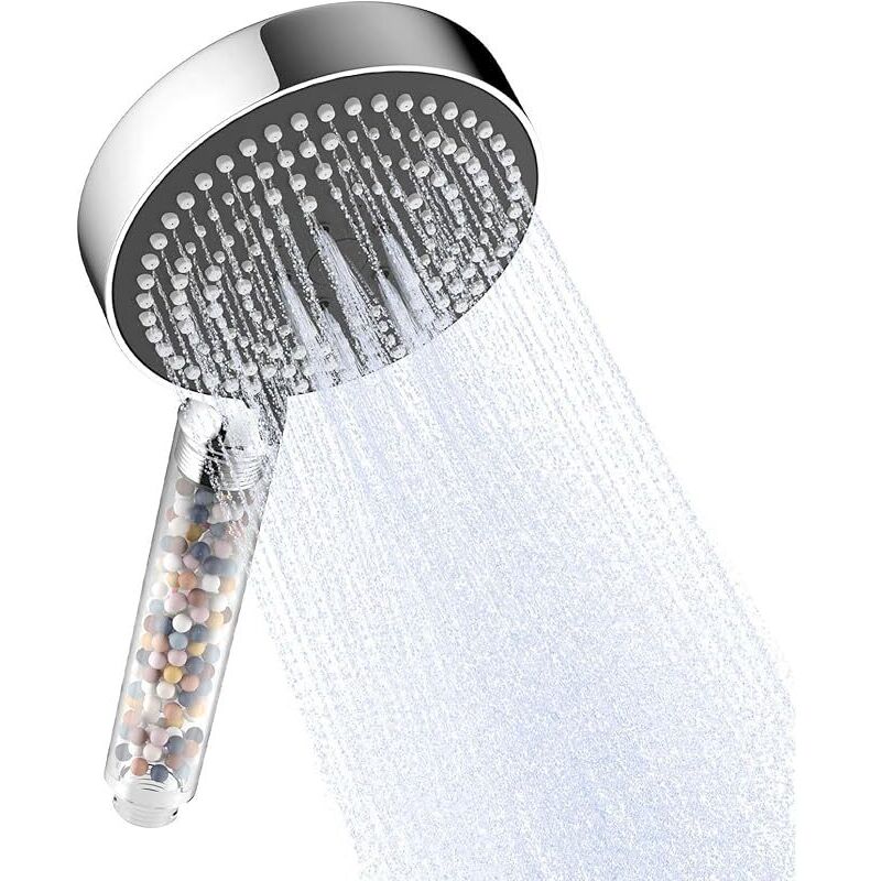 Kalkfreier Duschkopf, Duschbrause Mit 6 Strahlarten, Gefilterter Duschkopf, Wassersparende Handbrause, Extra Groß Xxl (φ130 Mm), Graue Frontplatte