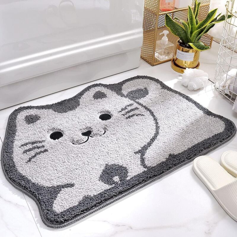 Niedlicher Katzenförmiger Badezimmer-teppich, Extra Weich Und Saugfähig, Maschinenwaschbar, Rutschfestes Badematten Für Badewanne, Dusche Und Badezimmer, 40x60cm