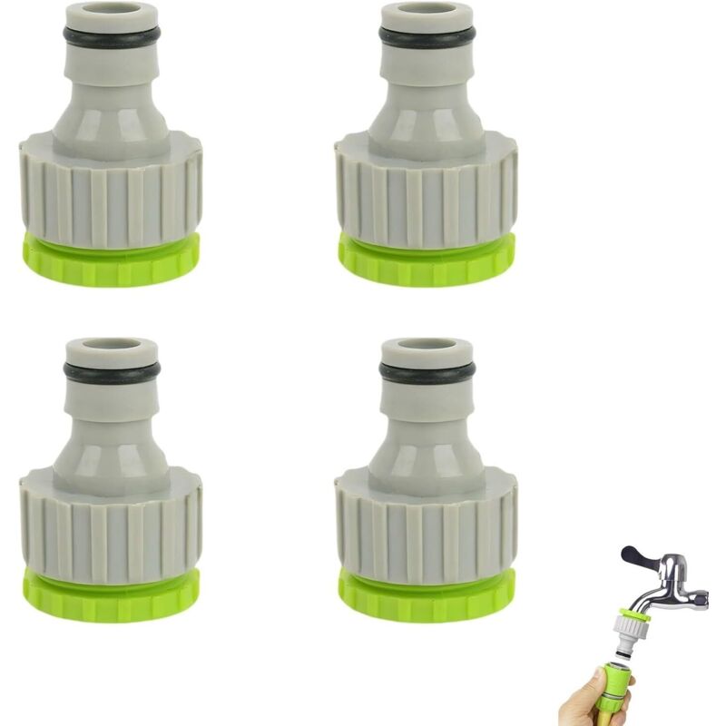 4 Stück Universeller Gewindehahnanschluss, Weiblich 1/2" & 3/4", 2-in-1 Hahnanschluss, Gartenschlauchadapter, Hahn-schlauchverbinder Für Bewässerung, Reinigung Und Hausgebrauch