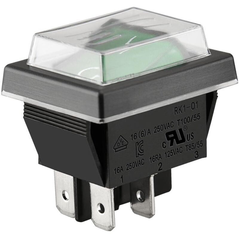 Dpst Wippschalter Ein-aus 4-polig Grünes Licht 16a 250vac Mit Wasserdichtem Deckel