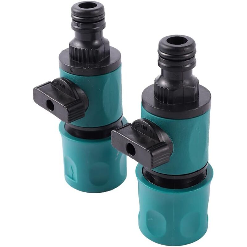 2 Stück 16 Mm Schnellkupplung Für Gartenschlauch Mit Absperrventil, 2-wege