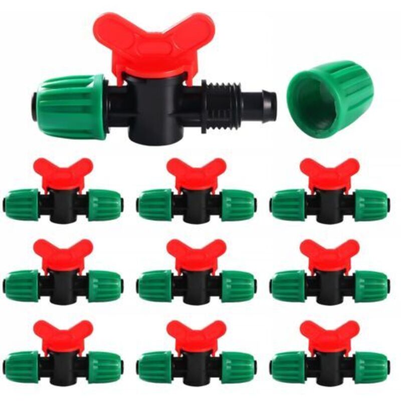 10 Stück 16mm Bewässerungs-umschaltventil, Bewässerungsrohr-ventilschalter, Absperrhähne Für Tropfbewässerungssysteme, Für 16mm Schlauch, Grün