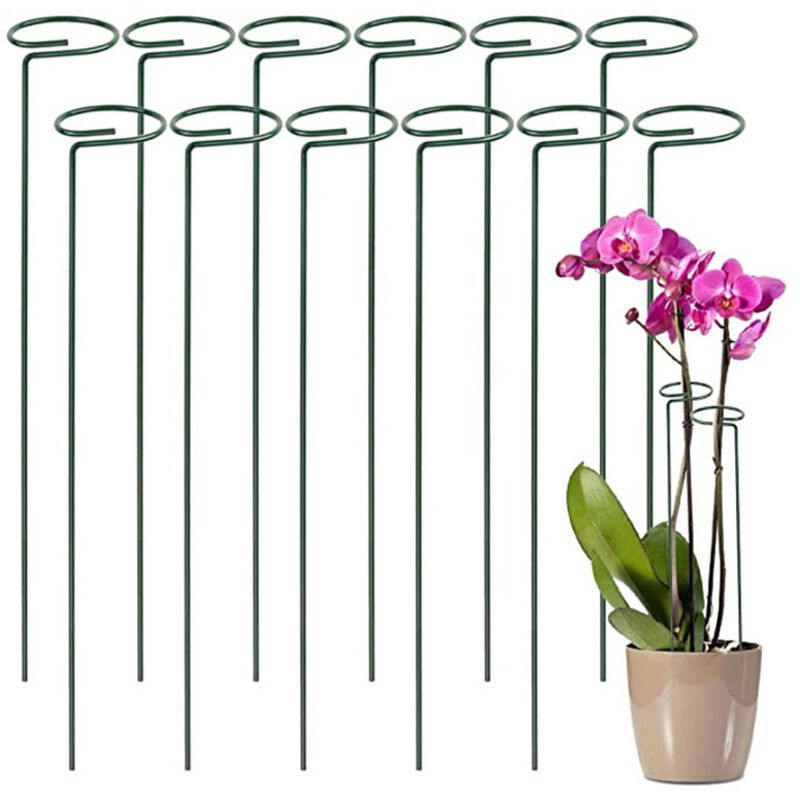 Set Aus 12 Pflanzenstützen, Rankhilfen Für Kletterpflanzen Und Blumen, Grüne Stäbe Zur Unterstützung Des Wachstums Ihrer Blumen, Tomatenstäbe, Gartenpfähle Für Orchideen, Amaryllis, Pfingstrosen, Papr