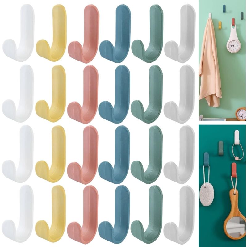 24er Set Selbstklebende Haken - Handtuchhaken - Wandhaken Mit Klebefunktion - Selbstklebende Haken Für Küche, Bad Und Büro