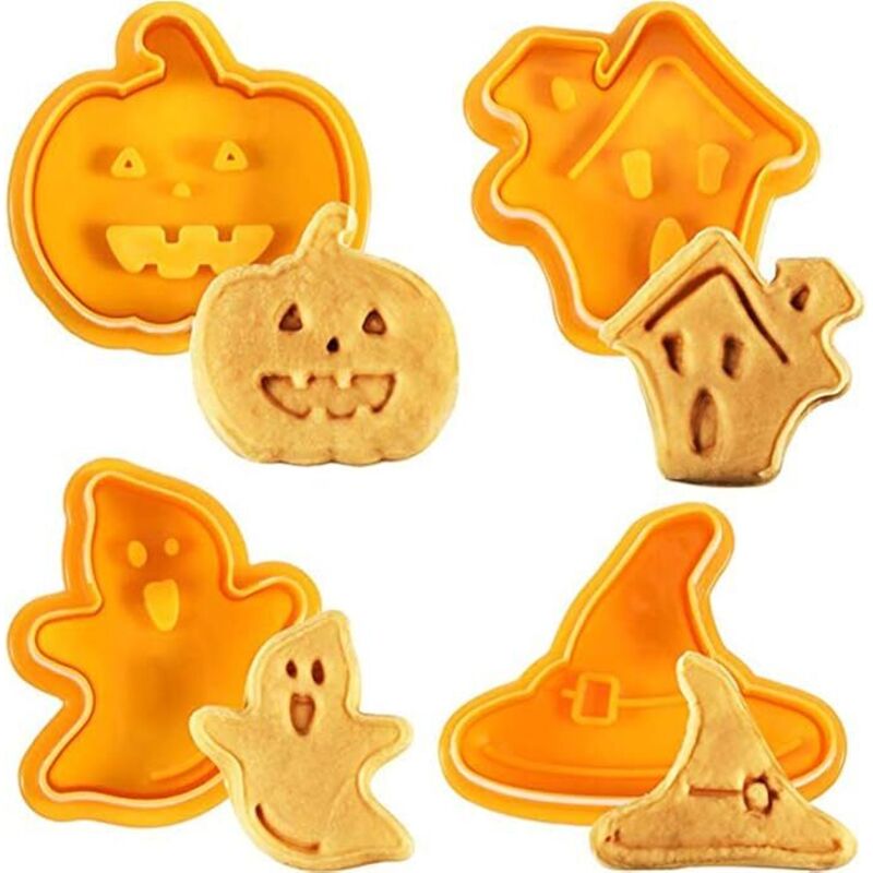 4 Stück Halloween-ausstechformen Für Kekse, Kuchenbackformen, Fondant-keksausstecher