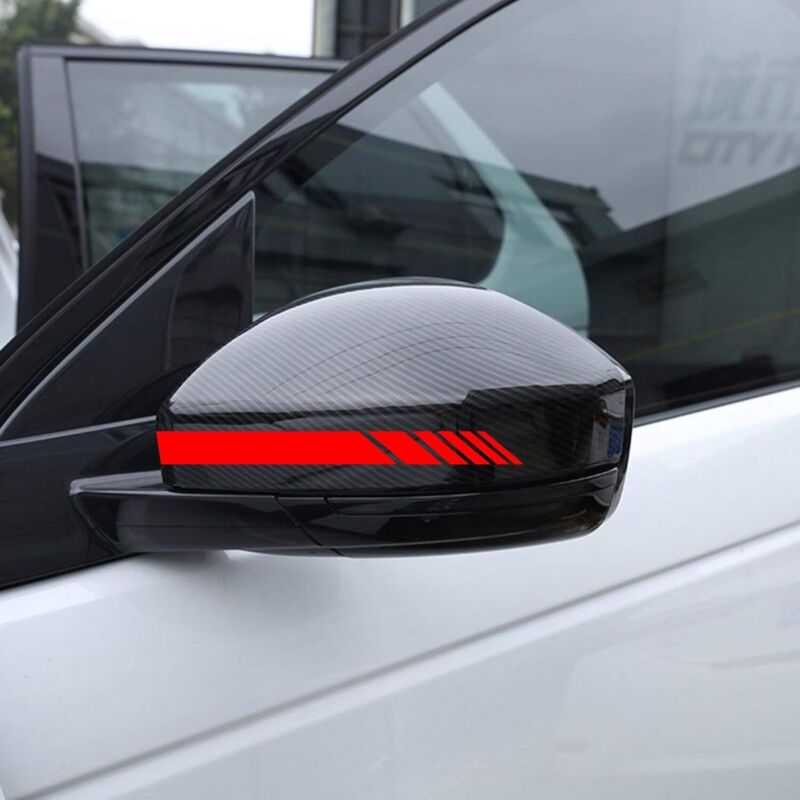 6er Set Rückspiegel-aufkleber, Selbstklebend Mit Verschiedenen Breiten, Sportliches Streifendesign, Autoaufkleber (rot)