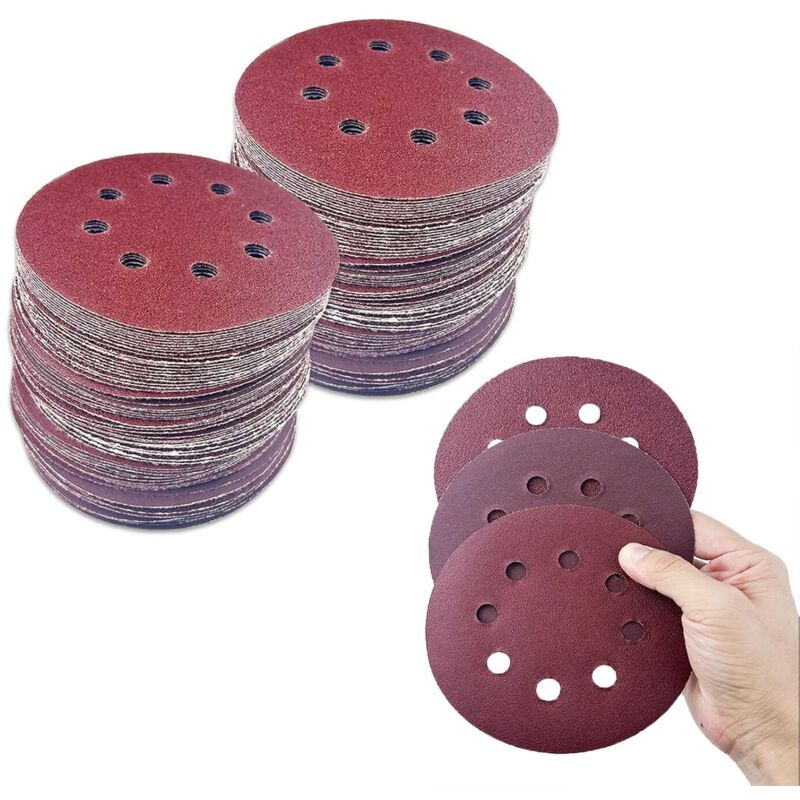 80 Professionelle 125-mm-schleifscheiben Mit 8 Löchern, Für Exzenterschleifer, Zum Polieren Und Entfernen Von Rost, Körnungen 40/60/80/100/120/180/240/320
