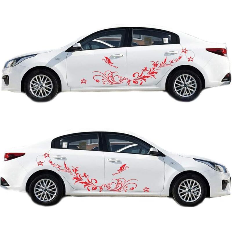Autoaufkleber Rattan-blume Für Seitenkarosserie Und Motorhaube (rot)