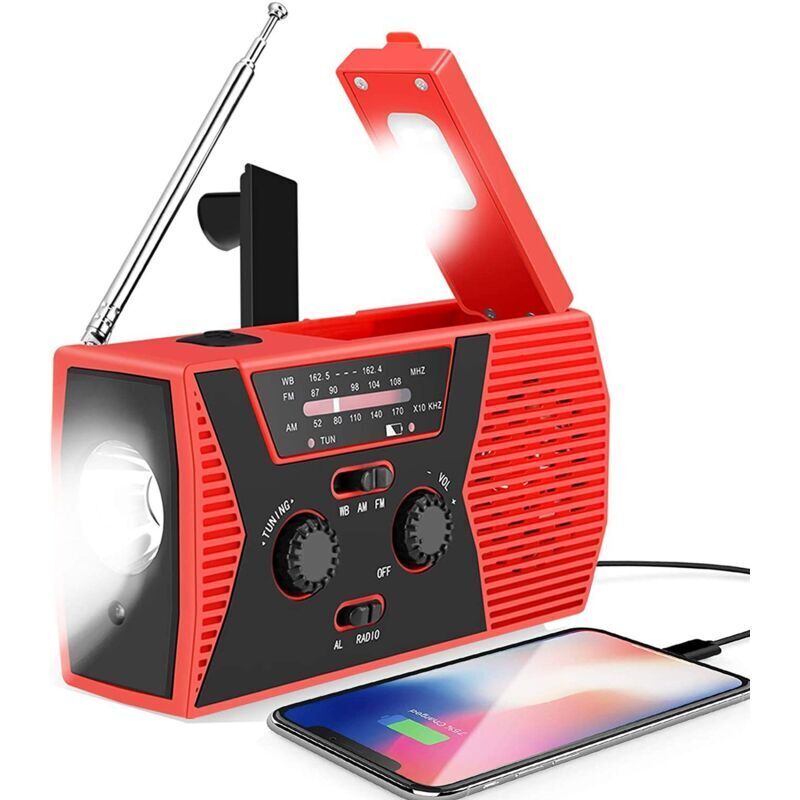 4000mah Notfallradio Tragbares Radio Mit Kurbel Solar-/kurbel-/batteriebetriebenes Am/fm-kurbelradio Notstrombatterie Dynamo Lampe Sos-alarm Taschenlampe Telefonladegerät Für Camping Und Überleben