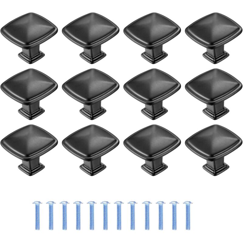 12 Stück Möbelgriffe Küche Schwarz, Schubladengriff Türgriff, Möbelknöpfe Für Küchenschranktüren, Griffe Für Schränke Und Küchenschränke - 1,2 Zoll/30 Mm
