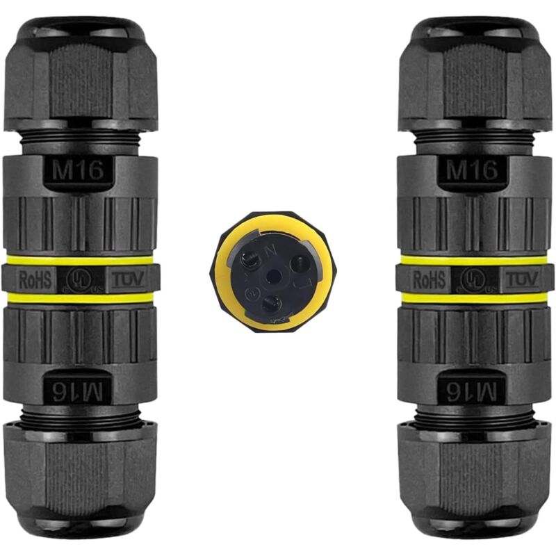 Satz Von 2 Wasserdichten Ip68-kabelsteckern - 3-polig - M16-stecker - Durchmesser: 3,5-10 Mm