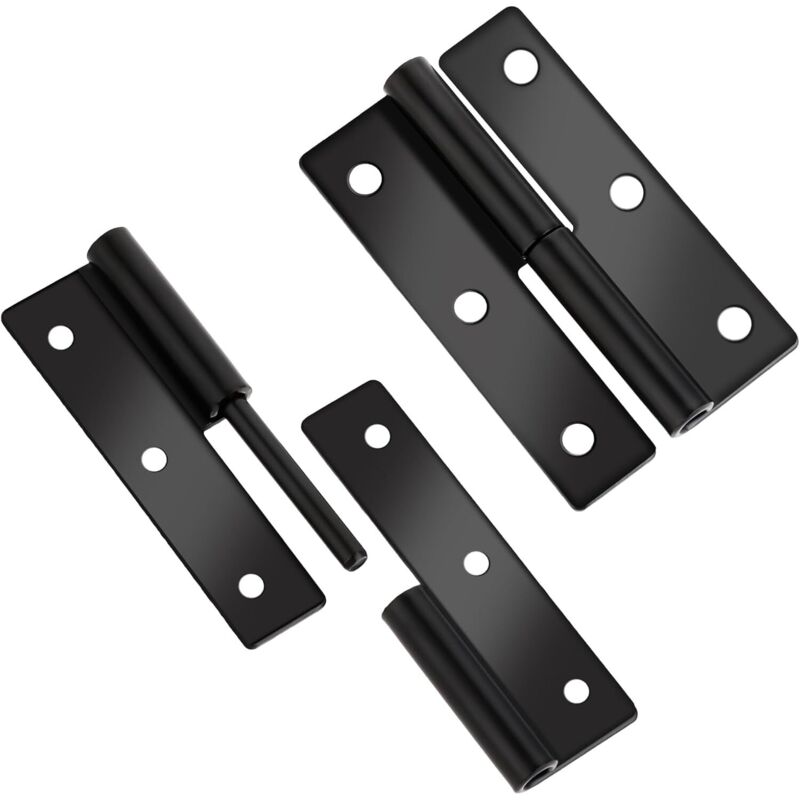 2er-set Schwarze, Matte, Abgerundete Türscharniere, 6,2 Cm, Aus Edelstahl, Abnehmbar, Rostfrei, Kein Quietschen, Robust