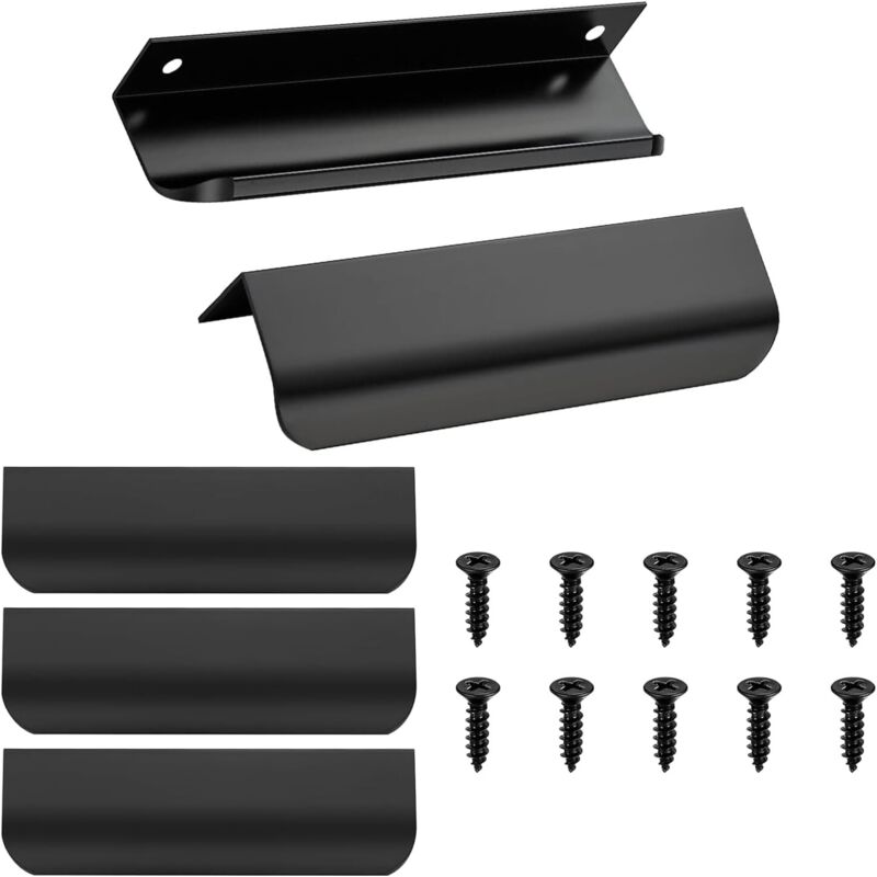 5er-set Möbelgriffe – 150 Mm – Schwarz – Türgriffe – Unsichtbare Schrankgriffe – Schubladengriffe – Küchengriffe – Mit Schrauben