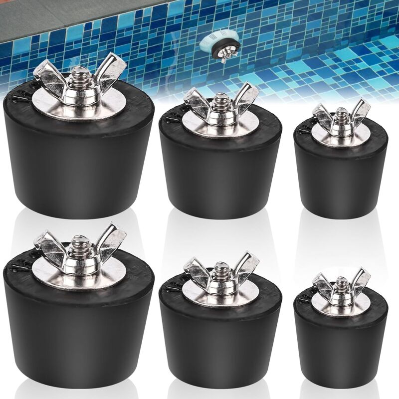 Set Aus 6 Winterstopfen Für Schwimmbäder - 32 Mm/38 Mm/51 Mm - Gummistopfen Mit Edelstahlschrauben - Für Intex-pools, Winterzubehör Für Schwimmbäder