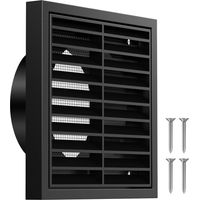 Rechteckiges Lüftungsgitter - 100 Mm - Mit Integriertem Insektenschutznetz - Aus Abs - Für Badezimmer, Garage, Küche, Außenabzugshaube, Wäschetrockner, Dachboden - Schwarz