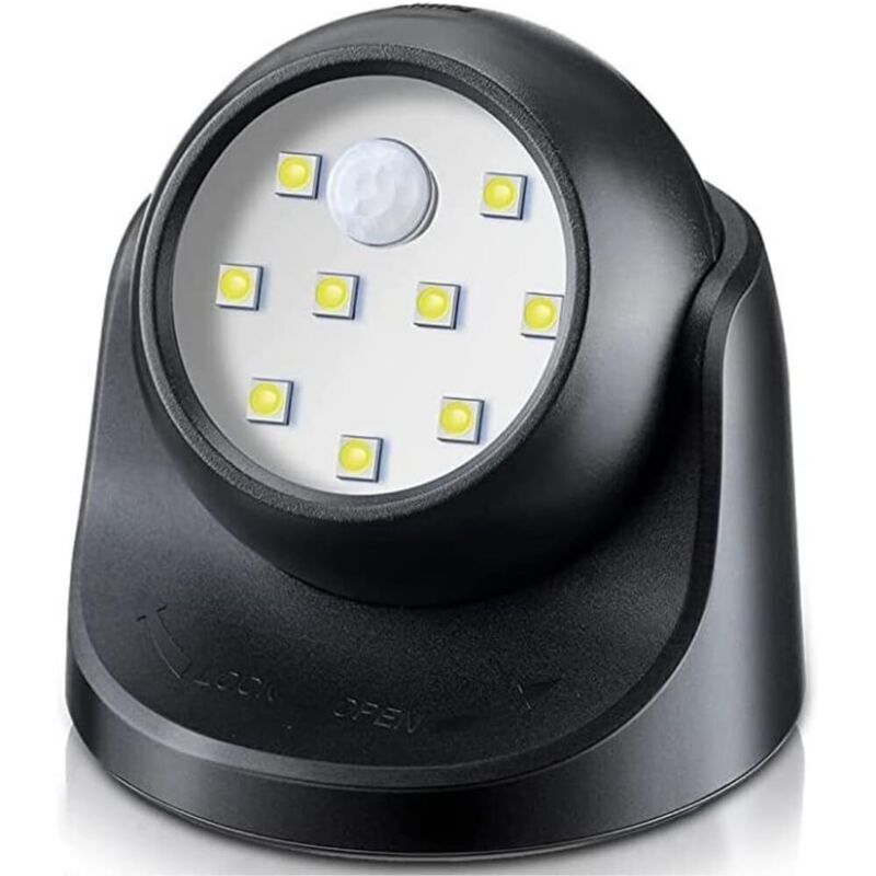 Kabelloser Led-strahler Für Innen- Und Außenbereich Mit Bewegungsmelder, Automatischem Ein-/ausschalten Und Batteriebetrieb, Schwarz