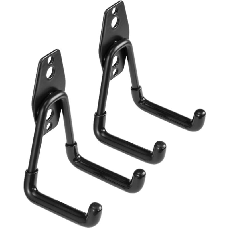 Aufbewahrungshaken Aus Stahl Für Garagenwerkzeuge – Sehr Robust – Wandmontage – Rutschfest – Elegantes Schwarzes Design – 2er-pack