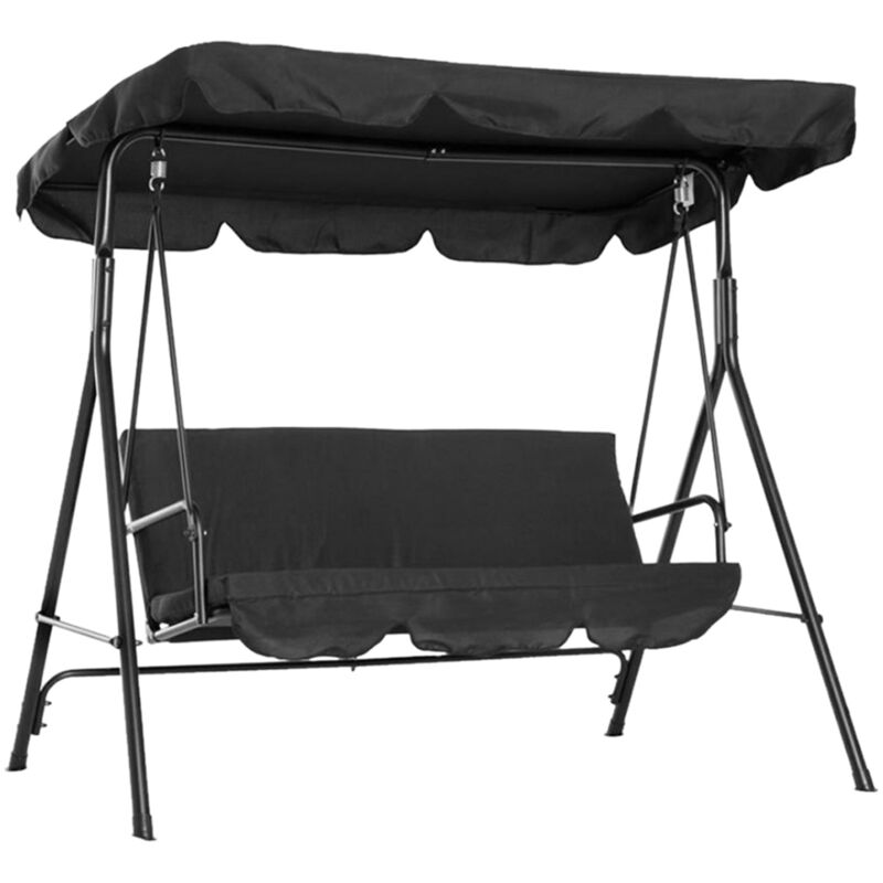 Ersatzdach Für Schaukel Und Kissenabdeckung, Wasserdichte Abdeckung Für 2-sitzer-schaukelbank, Für Gartenschaukelbank Im Außenbereich, 142x120x18 Cm, Schwarz