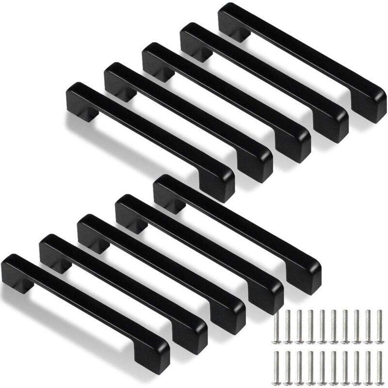 Küchengriffe 128 Mm – 10er-pack Aus Schwarzem Zinklegierung – Rostbeständig – Für Türen Und Schubladen