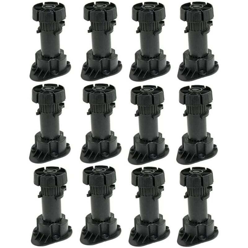 Satz Von 12 Verstellbaren Möbelfüßen Aus Kunststoff Mit Befestigungsclip Für Schränke - Höhe 120 Bis 150 Mm