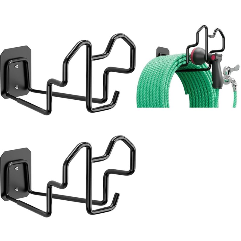 2er-pack Wandhalterung Für Gartenschlauch, Schlauchaufbewahrung An Der Wand, Wandbefestigung Mit Haken, Tragfähigkeit 50 Kg, Für Garage, Garten, Pool Und Fahrrad