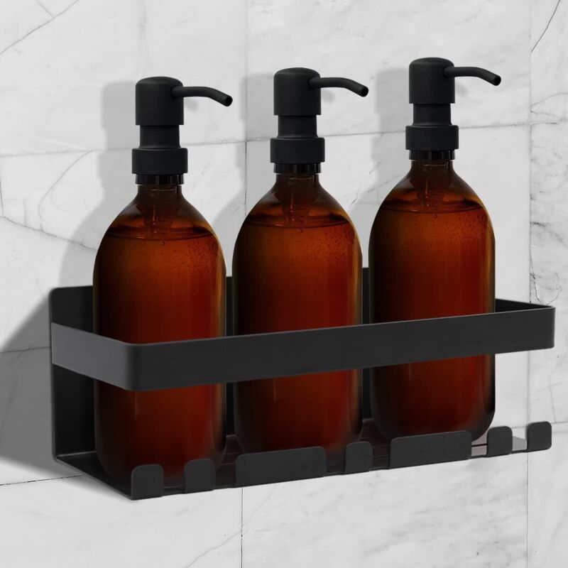 Duschregal Ohne Bohren – Klebender Duschhalter Aus 3m Edelstahl In Schwarz – Seifenschale & Shampoo-ablage – Wandregal Für Badezimmer & Organizer Ohne Bohren