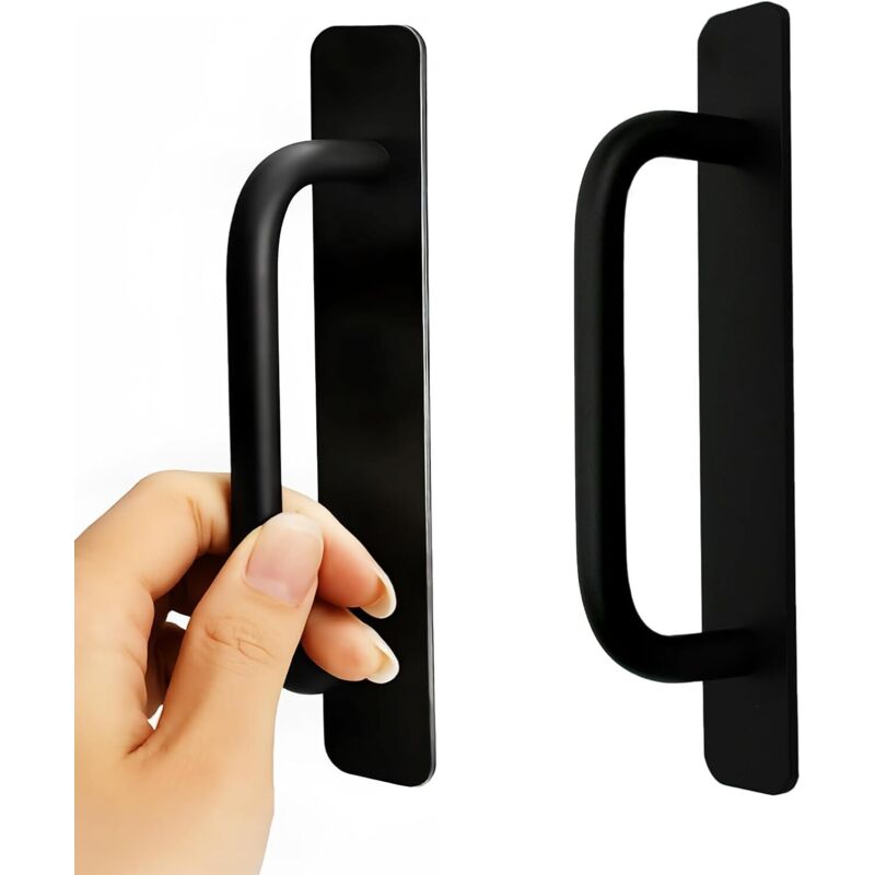 2er-pack Schwarze Selbstklebende Außentürgriffe, Schiebetürgriff Für Balkontür, Küche, Badezimmer, Keine Bohrung Erforderlich, 14,7 Cm