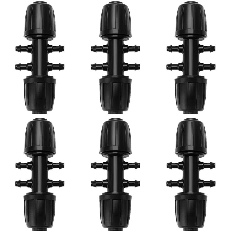 Schwarz 6-teilig 13/16 Mm Bis 4/7 Mm Schlauchverbinder T-stück Mit Widerhaken, 6-wege-schlauchanschluss Für Bewässerung, 6-wege-tropfbewässerungsanschluss Für Garten Und Rasen